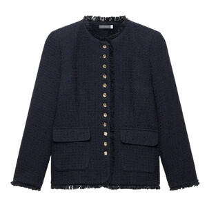 Mint Velvet Navy Boucle Tweed Jacket